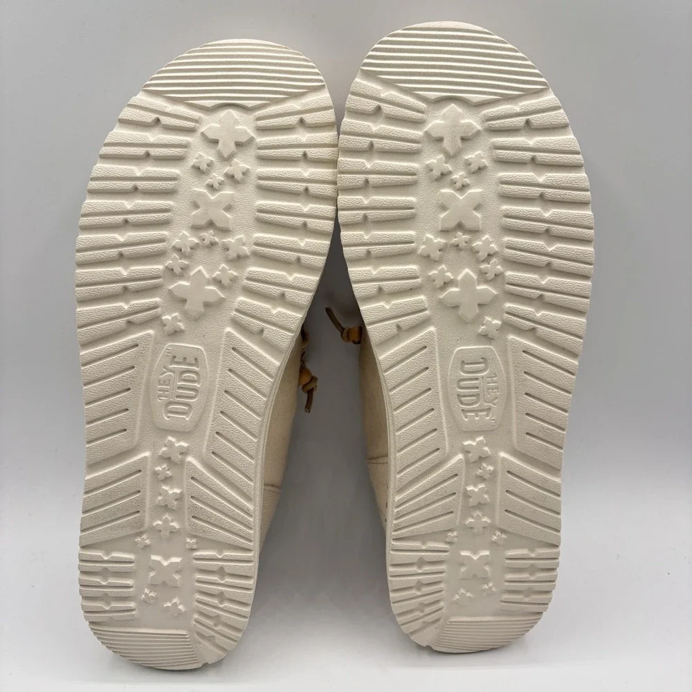Hey Dude Shoes Womens Size 10 Beige Slip-On Wendy Funk Tweed Canvas Comfort NEW